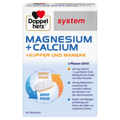 DOPPELHERZ Magnesium+Calc.+Kupfer+Mangan syst.Tab.