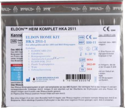 BLUTGRUPPE Schnelltest Eldon Home-Kit HKA 2511-1