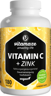 VITAMIN C 1000 mg hochdosiert+Zink vegan Tabletten
