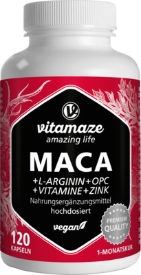 MACA 10:1 hochdosiert+L-Arginin+OPC+Vit.vegan Kps.